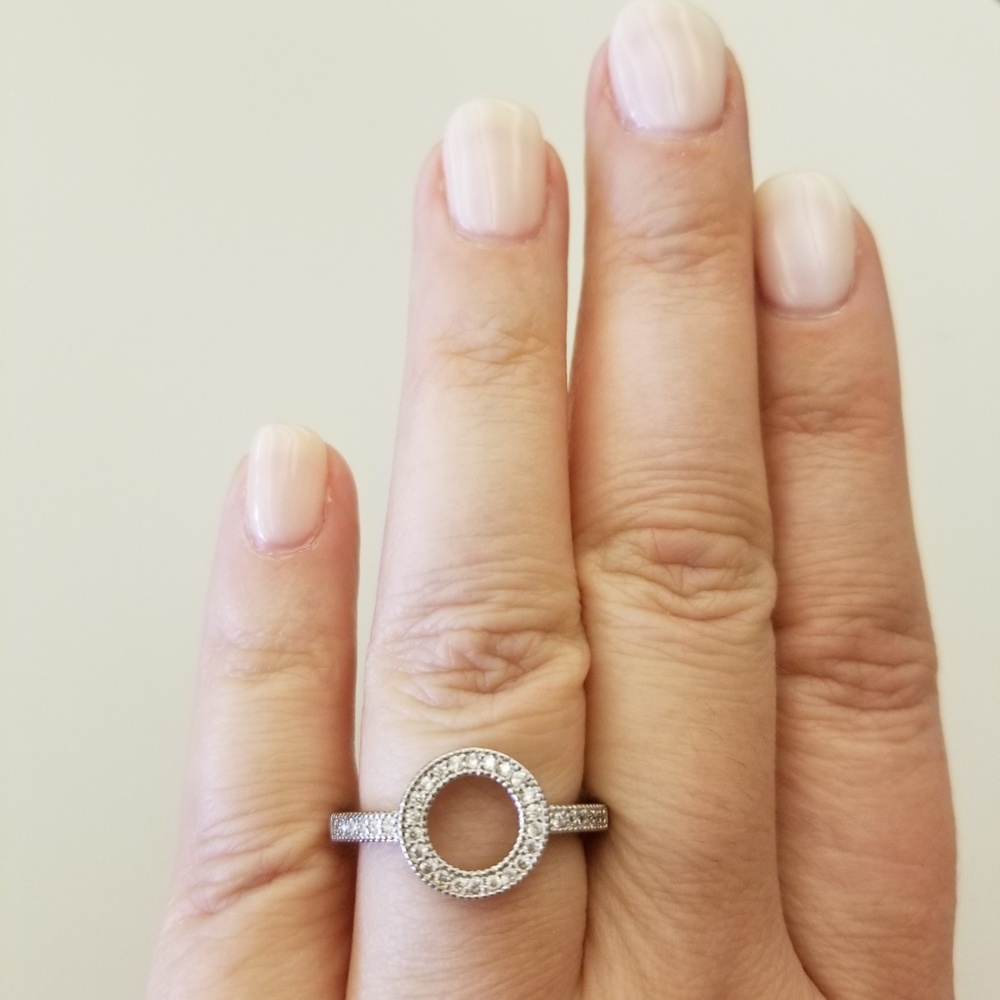 18k Plated Pave Circle Ring - Picture 6 of 8